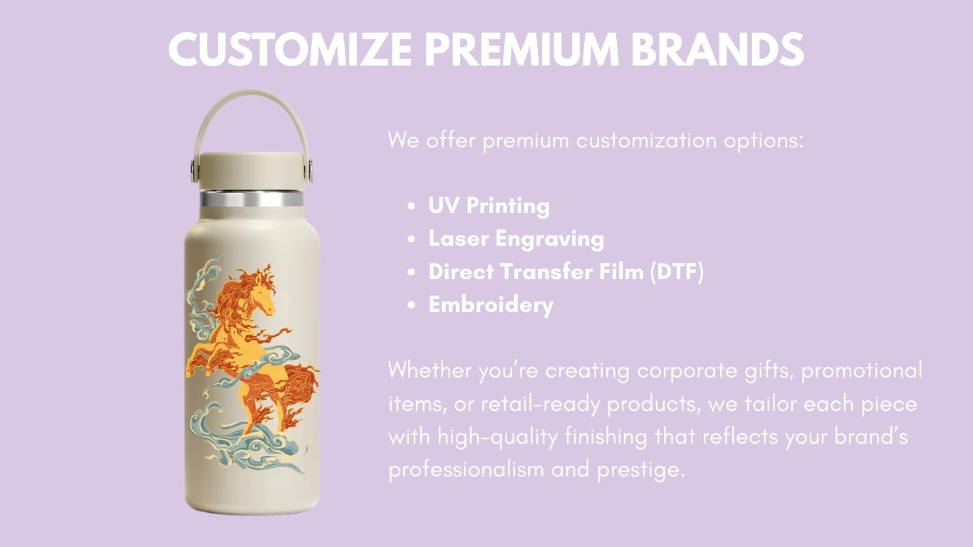 Primer Collective’s published Hydro Flask personalization example and four finishing options